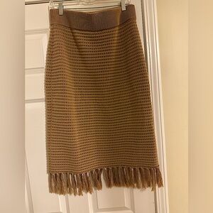 Banana Republic Fringed Midi Sweater Skirt Size Large